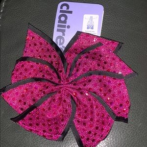 Pink cheer bow on elastic